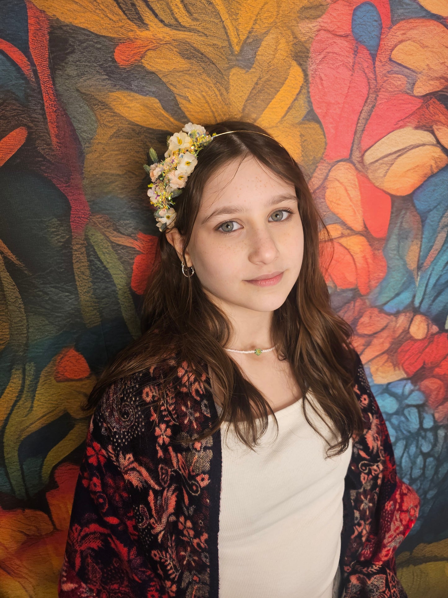 Floral Peach and white Headpiece