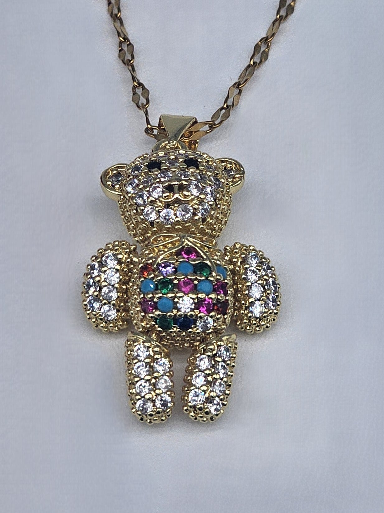 Gold Teddy Bear Pendant with Jewelery Box