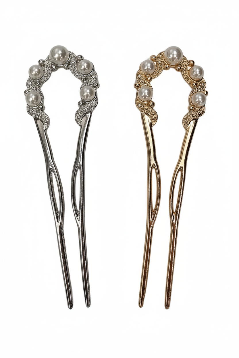 Elegant Pearl U-Shape French Hairpin – Hair Fork for Women
