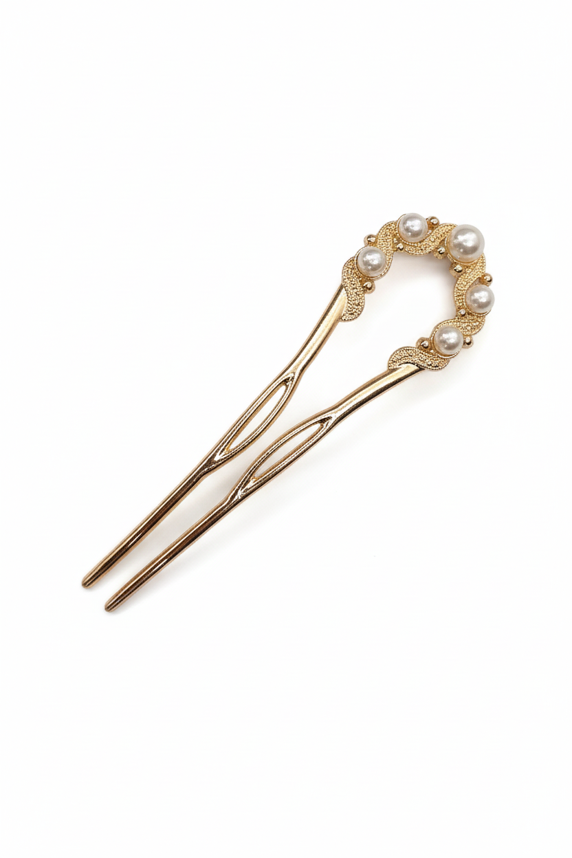 Elegant Pearl U-Shape French Hairpin – Hair Fork for Women