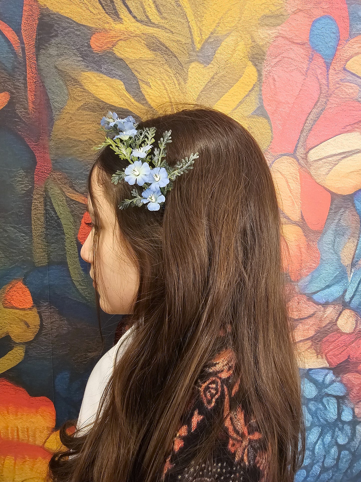 Classic Floral Blue Headpiece