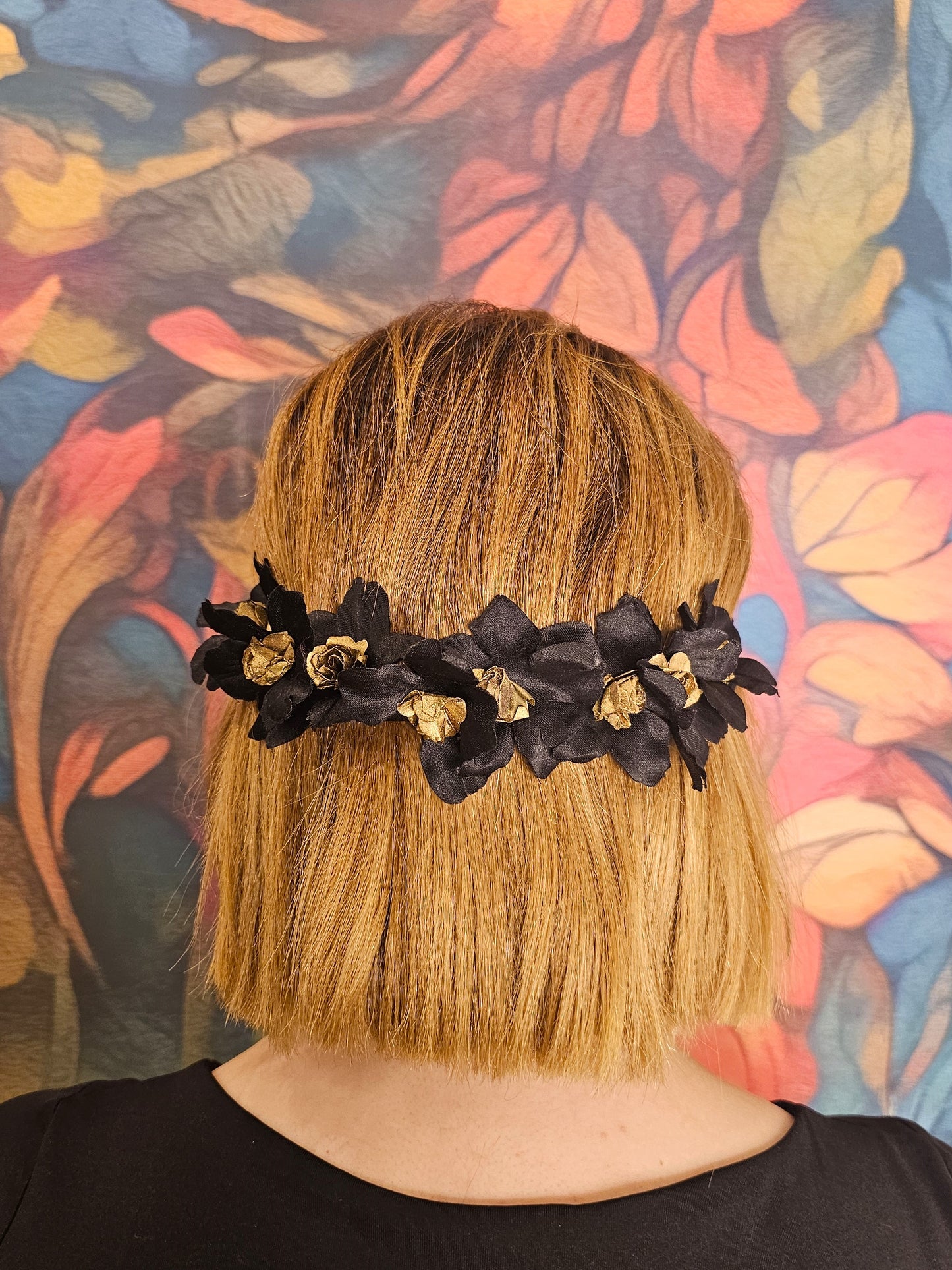 Black and Gold Floral Headpiece