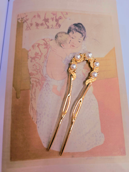 Elegant Pearl U-Shape French Hairpin – Hair Fork for Women