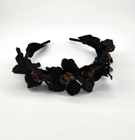 Black Gold Floral Headpiece