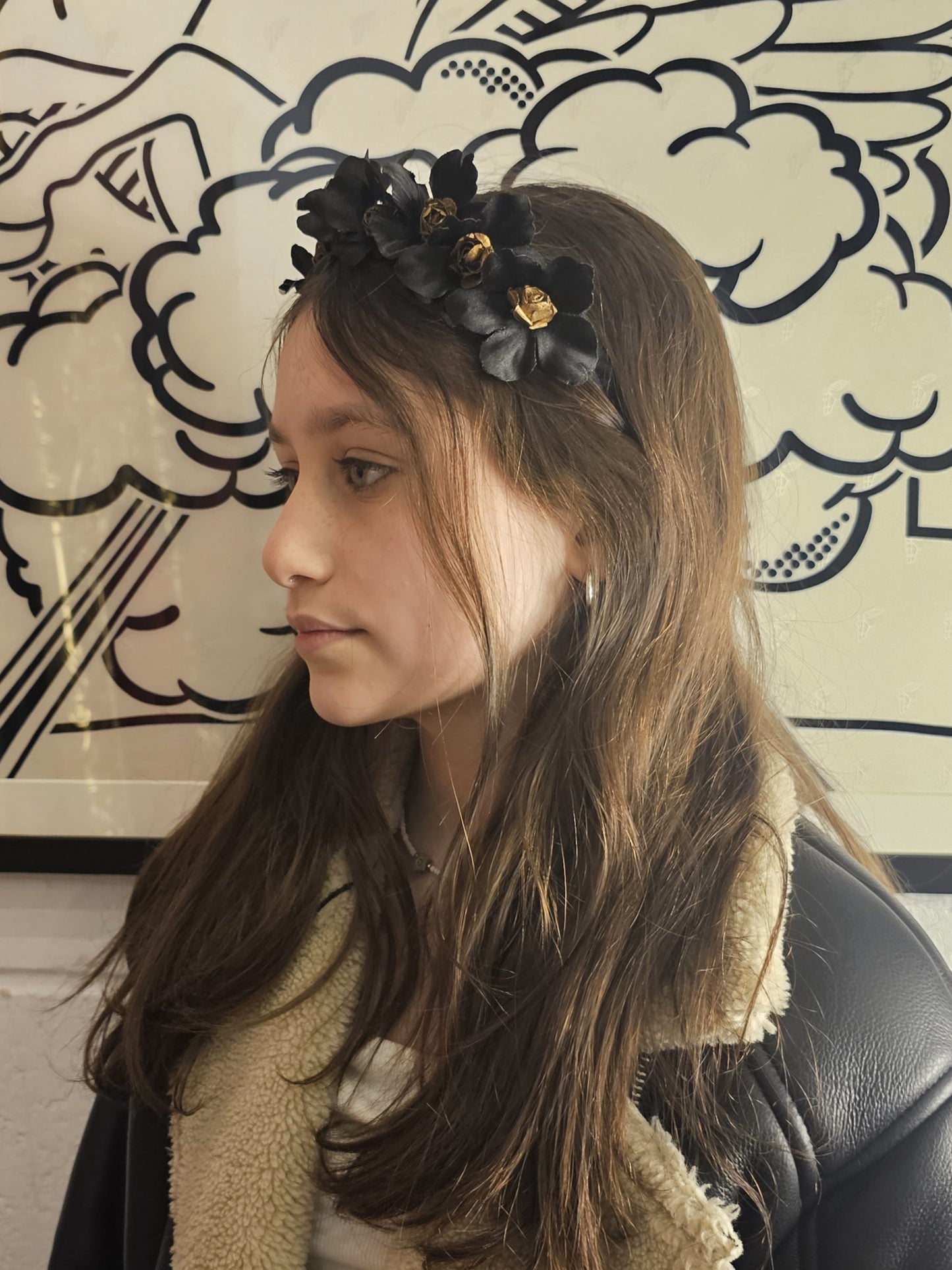 Black and Gold Floral Headpiece