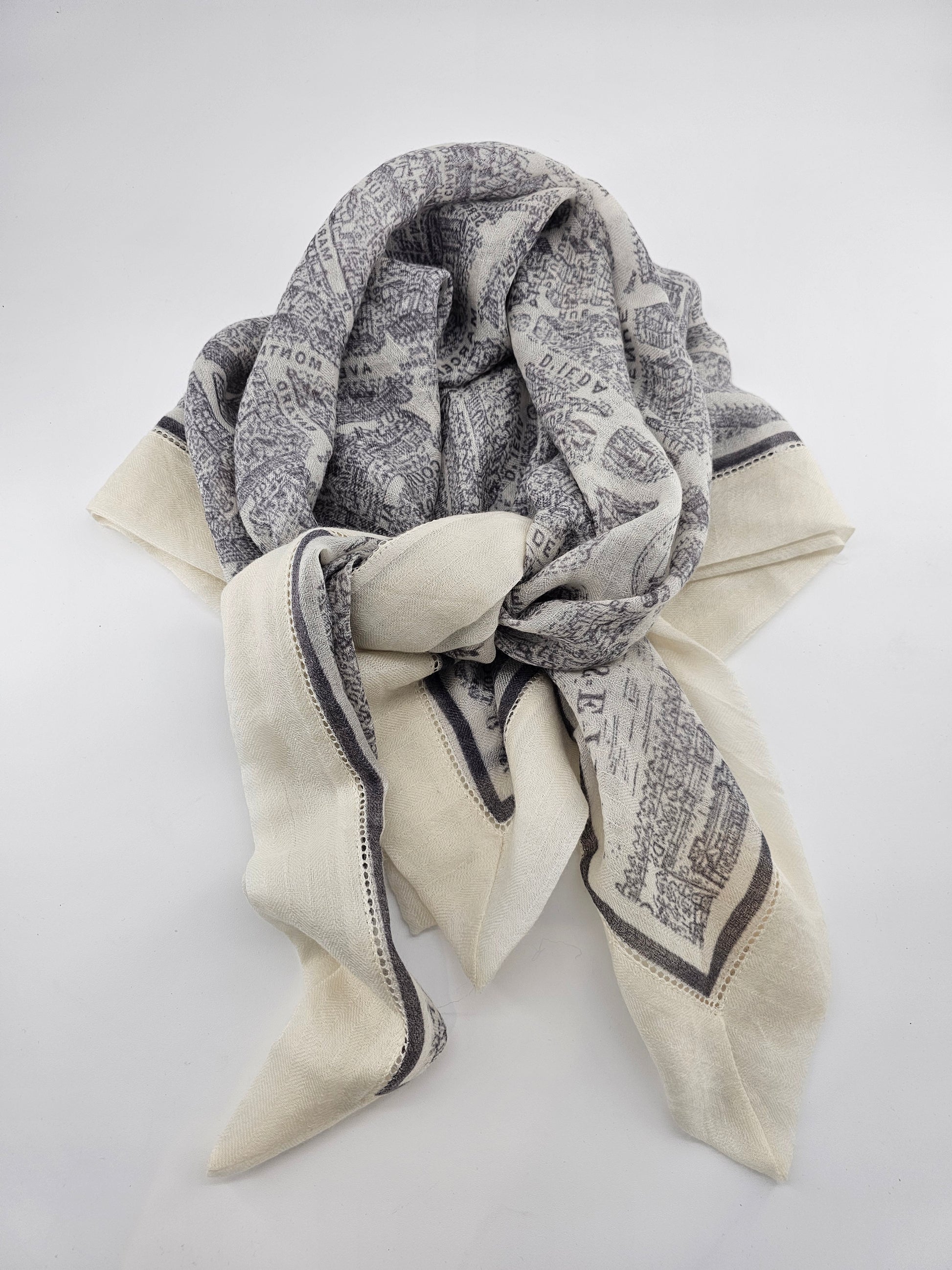 cashmere, hand finished,100% pure, unique design, cashmere,decroative fabric,shawl,pashmina,sofat scarves,horse scarve square scarve,  white, and black , beige, map of paris