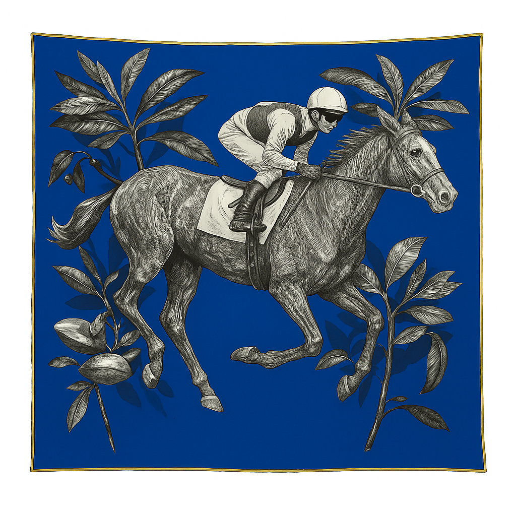 Reversible Cashmere–Silk Horse Print Scarf