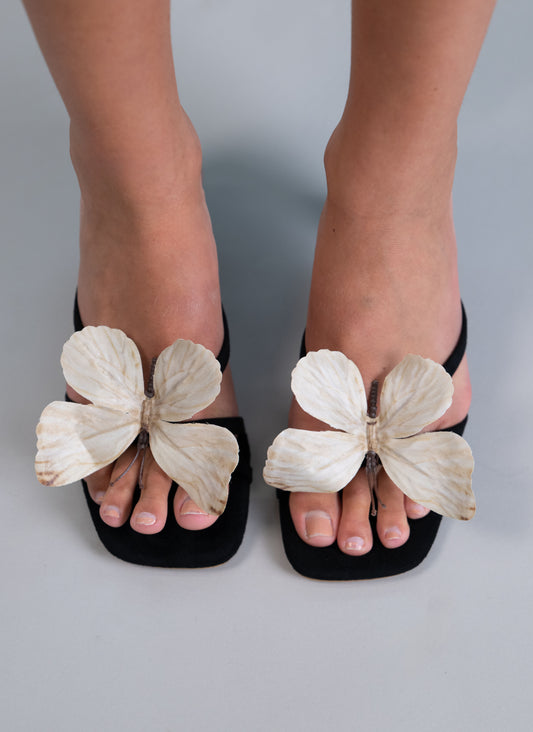 Black Butterfly Heels – Comfortable Women’s Sandals with Handcrafted Butterfly Detail