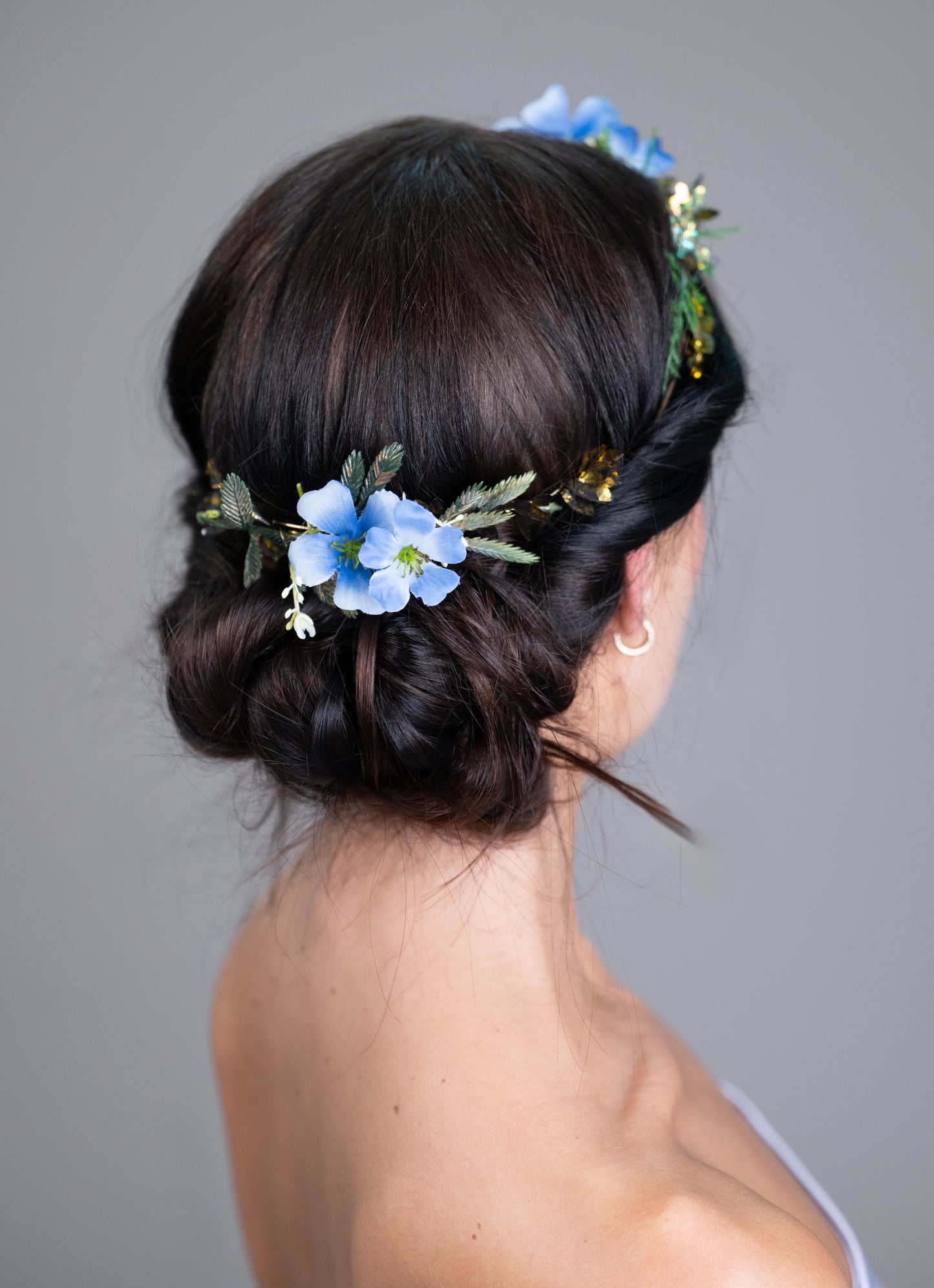 Blue Floral Hair Duo Set – Handmade Headband & Alice Band Bundle for Full Look