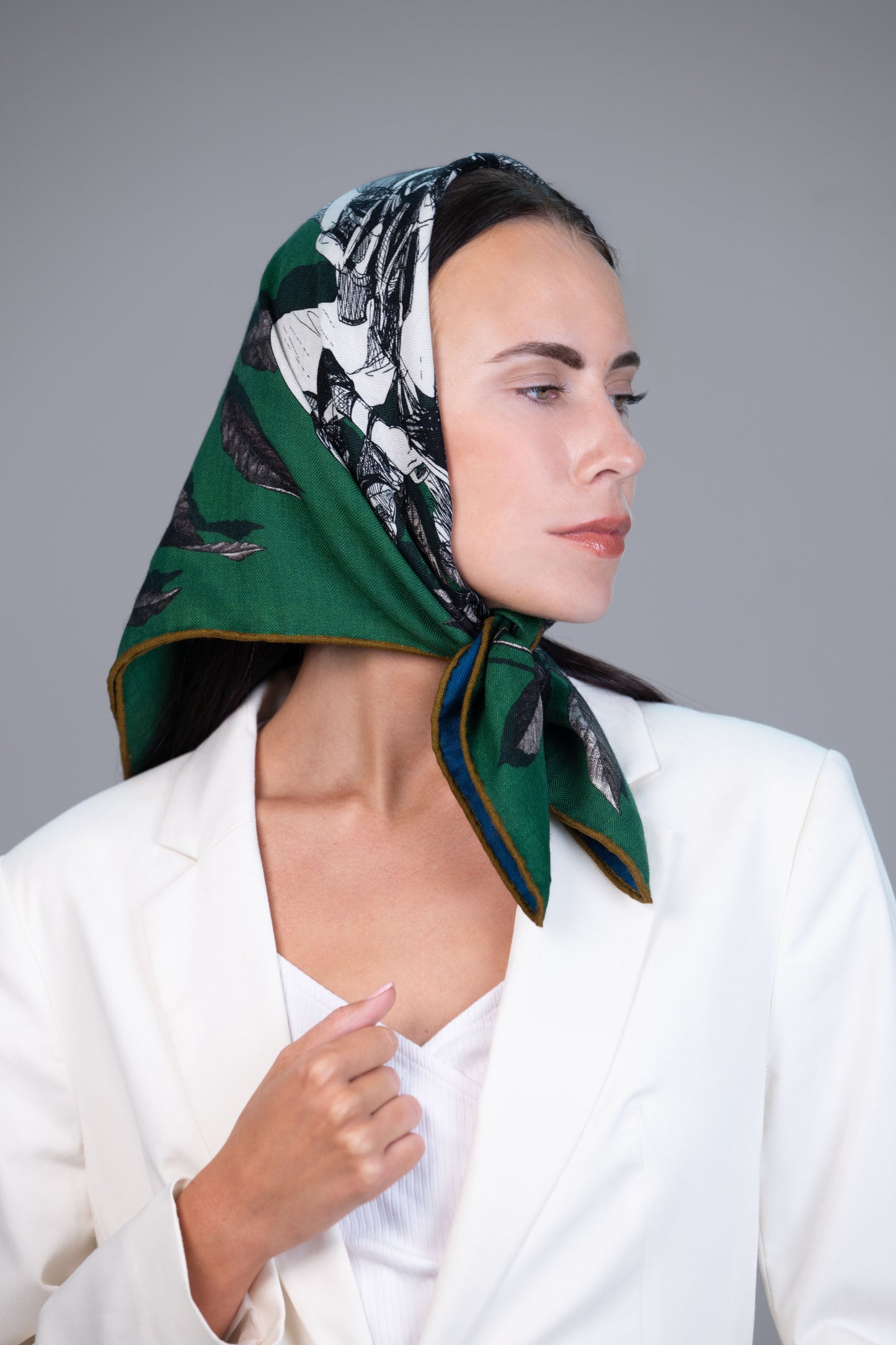 Reversible Cashmere–Silk Horse Print Scarf