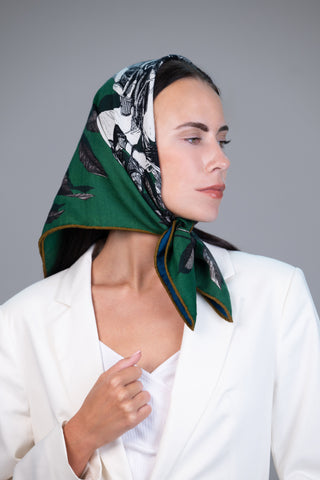 Reversible Cashmere–Silk Horse Print Scarf