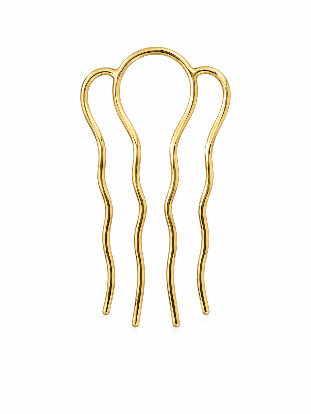 Flexible brass gold-plated French U-shaped hair comb designed for effortless updos, buns, and French twists with a secure comfortable hold.
