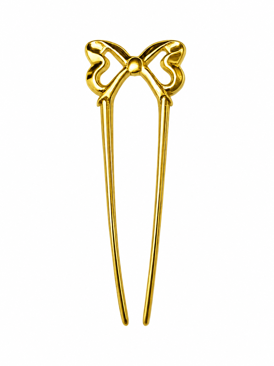 Gold bow hair pin made from stainless steel for long hair
