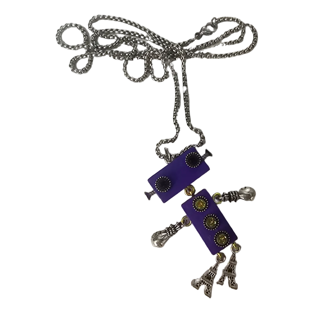 Robot Necklace purple Stainless Steel