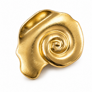 Small gold metal claw clip featuring an elegant seashell design with a secure strong-grip claw mechanism.