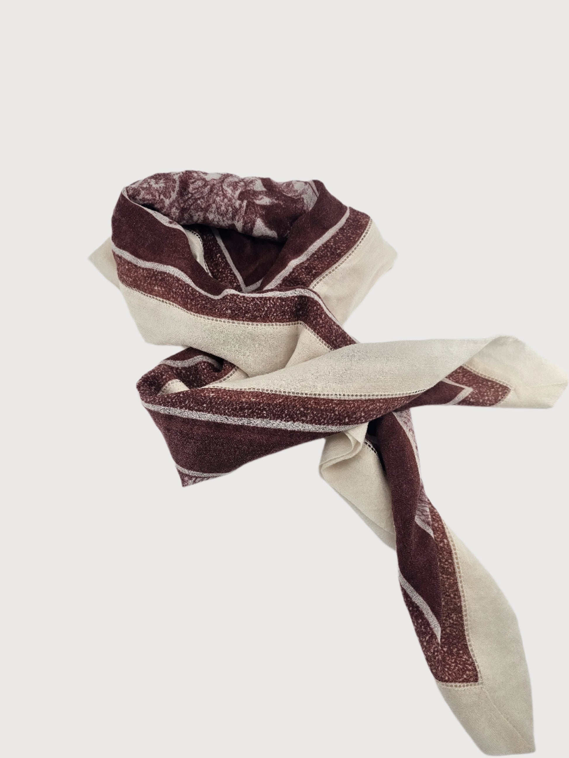 Mongolian Cashmere Scarf,trees design ,cashmere, hand finished,100% pure, unique design, cashmere, decorative fabric, shawl, pashmina, soft scarves,, square , red/brown and cream 