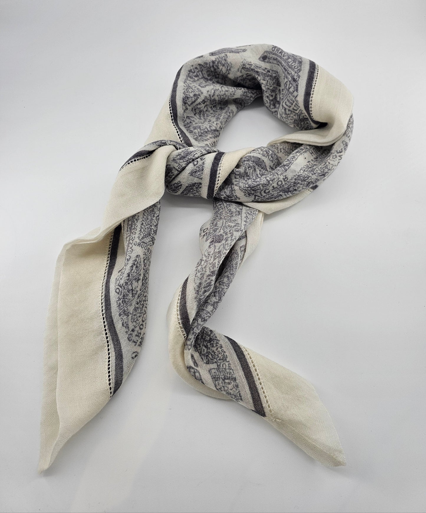 cashmere, hand finished,100% pure, unique design, cashmere,decroative fabric,shawl,pashmina,sofat scarves,horse scarve square scarve,  white, and black , beige, map of paris 