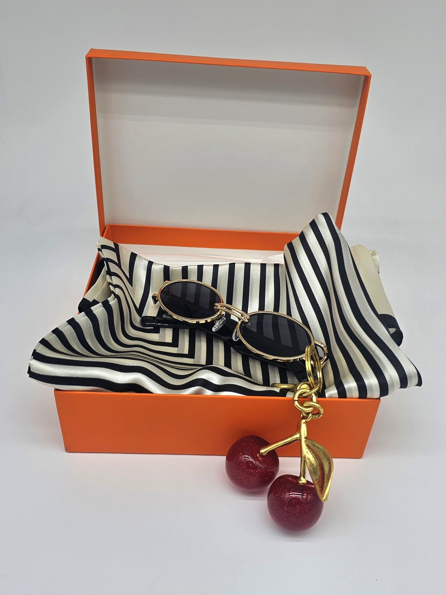 Mulberry Silk Scarf – Black & Ivory Stripes