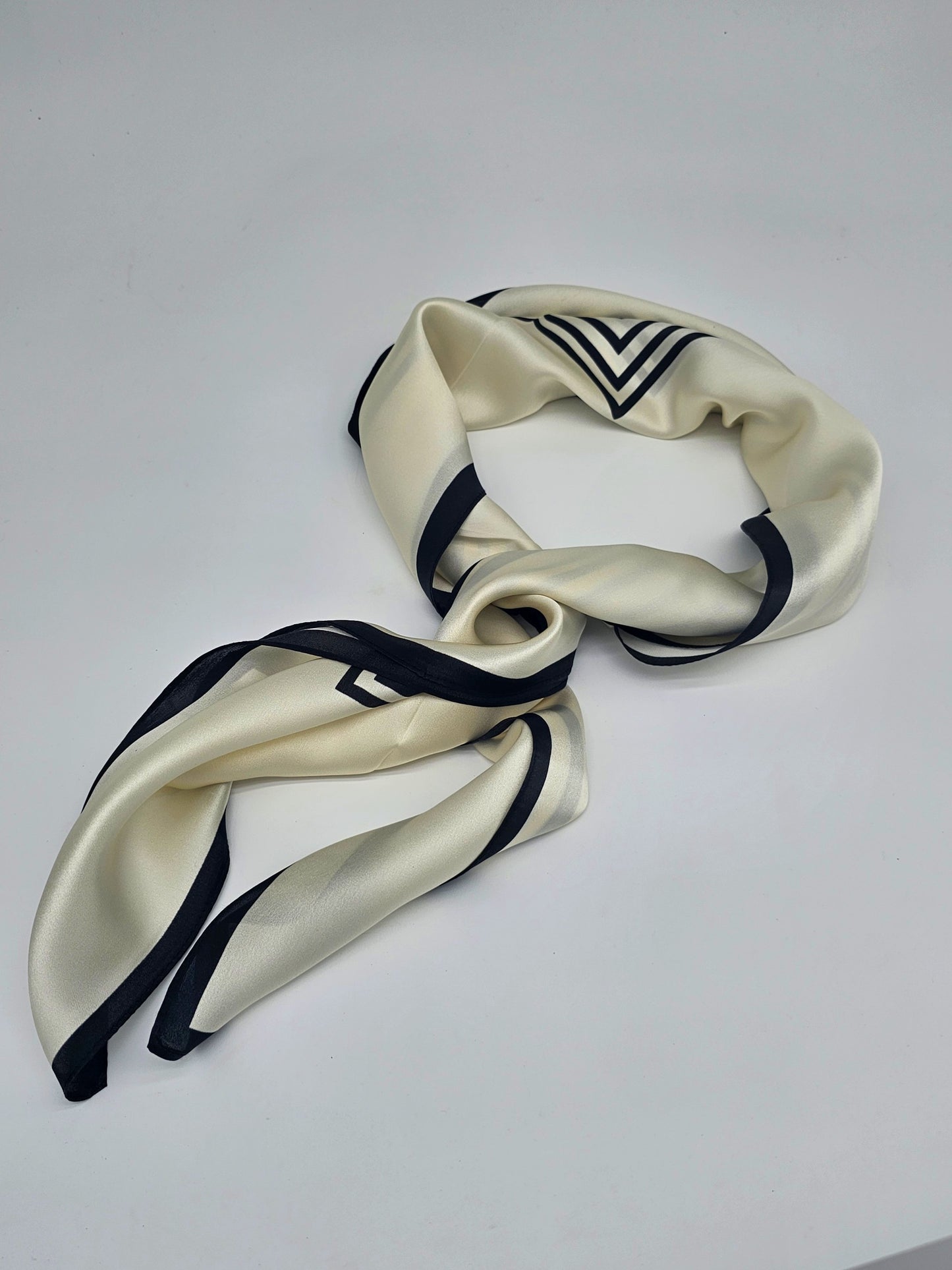 Mulberry Silk Scarf – Black & Ivory Stripes